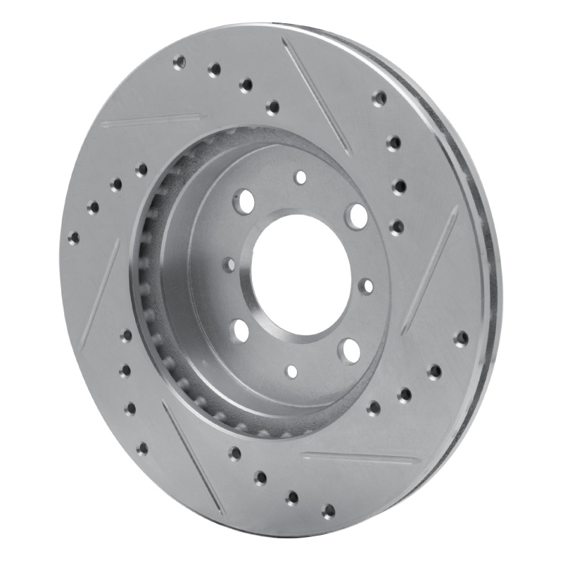 Fiat Panda Brake Rotor (1) - Front Left - R1 Concepts - Drilled & Slotted - Silver - `06-`11